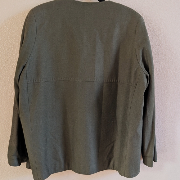 Doncaster Vintage 100% Woven Silk Dark Olive Green Jacket And Shell - Picture 2 of 9